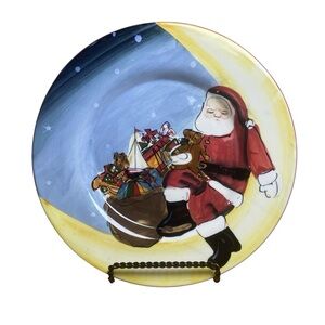 David Carter Brown Holiday 8.5” Christmas Dessert Salad Plate Santa 2002